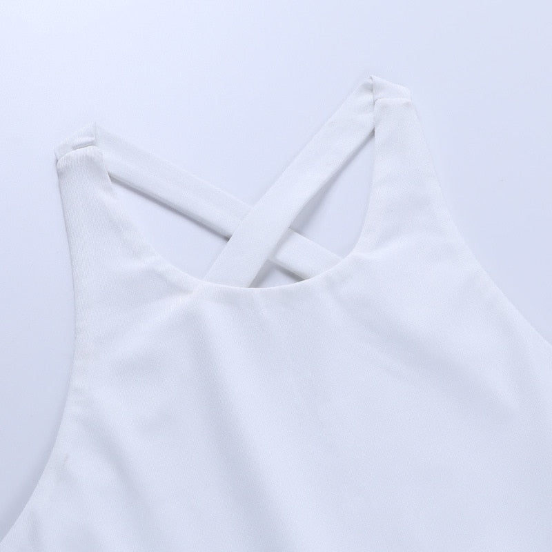 Dam Bodysuit Med Korsade Bärare Polyester Tätt Sittande-5