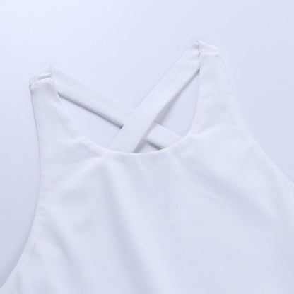 Dam Bodysuit Med Korsade Bärare Polyester Tätt Sittande-5