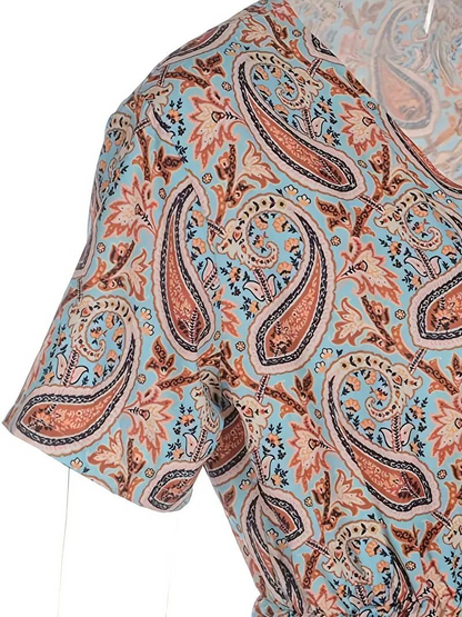 Fina Dam Klänningar Kortärmad Med Bälte Polyester Sommarklänning-5