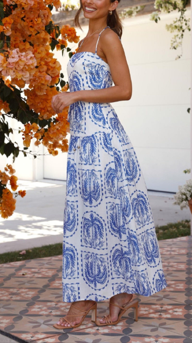 Dam Maxiklänning Lång Med Tryck Lätt Polyester-3