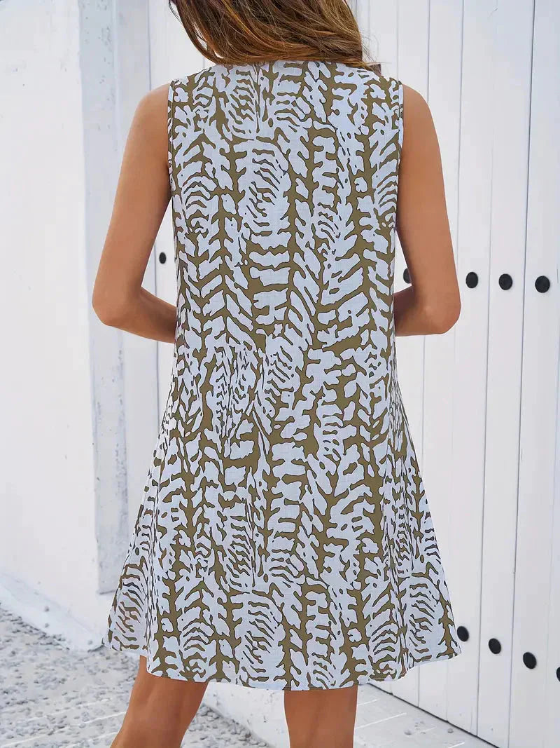 Dam Miniklänning Tryckt Polyester Ärmlös S-XL-6