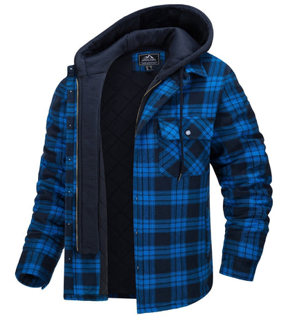 Variant image for Herrenjacke, kariertes Design, mit Kapuze, aus Baumwollmischung, für Herbst- und Frühling-9