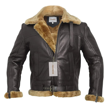 Herrjacka Vinter i Shearling med Justerbara Remmar och Dragkedja – Elegant och Varm för Kalla Dagar 3