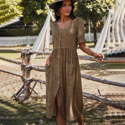 Sommarklänning Dam Puffdesign Hållbara Tyger-6