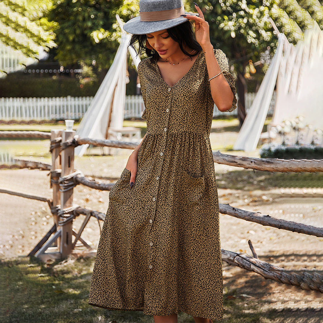 Sommarklänning Dam Puffdesign Hållbara Tyger-5