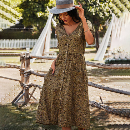 Sommarklänning Dam Puffdesign Hållbara Tyger-5