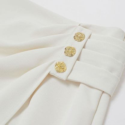 Fina Dam Klänningar Oregelbunden Klaff Knäppta Veck Polyester-2