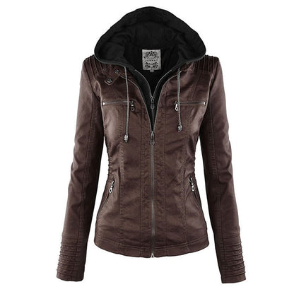 Dam Vegansk Skinnjacka Trendig Design i Modern Passform-3