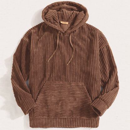 Hoodie Herr Modern Mjuk Polyester med Huva och Ribbade Detaljer 9