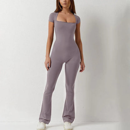 Dam Jumpsuit Bodycon med Utställda Byxor Polyester Elastan 3