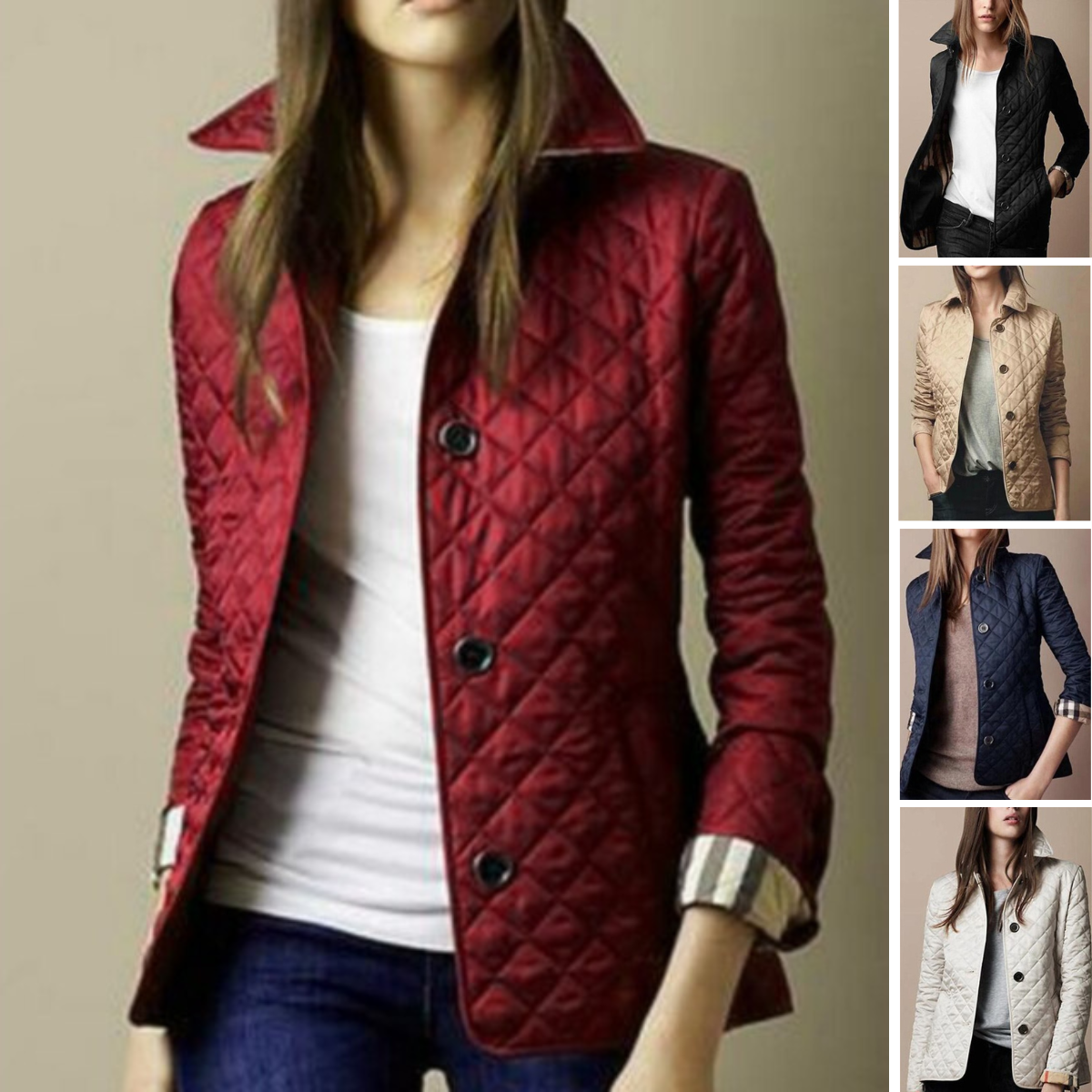 Dam Vinterjacka Slim-Fit Bomull Klassisk Design-2