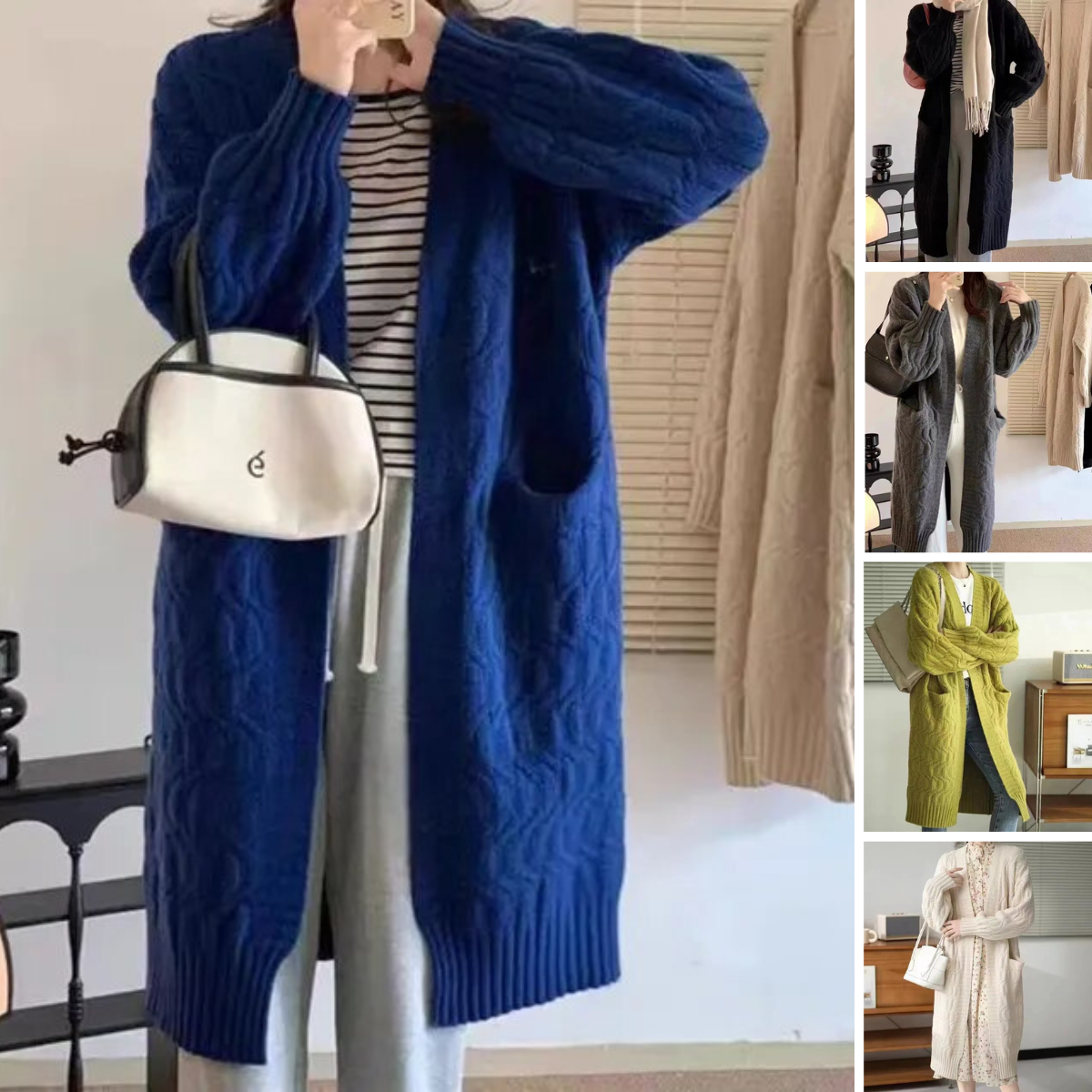 Dam Kappa Lång Av Tjock Stickad Polyester Med Avslappnad Passform 2