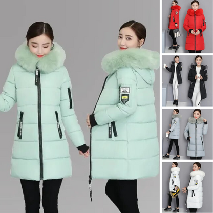 Dam Vinterparka Pälskrage Bomull Polyester Rymd Bomull 2