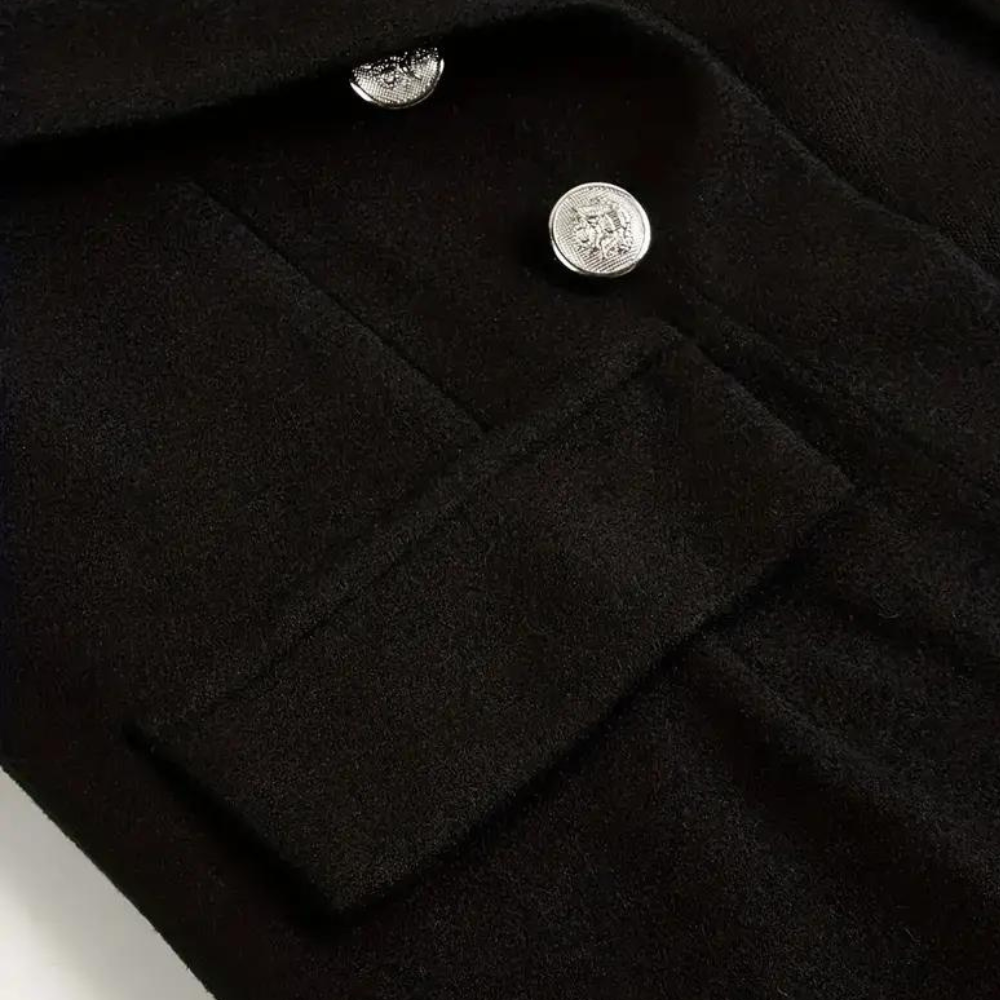 Dam Blazer Klassisk Stil med Knappar Högkvalitativt Tyg-3