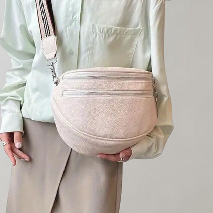 Kvinnors Crossbody Väska Läder Med Flera Dragkedjor Justerbar Rem-3