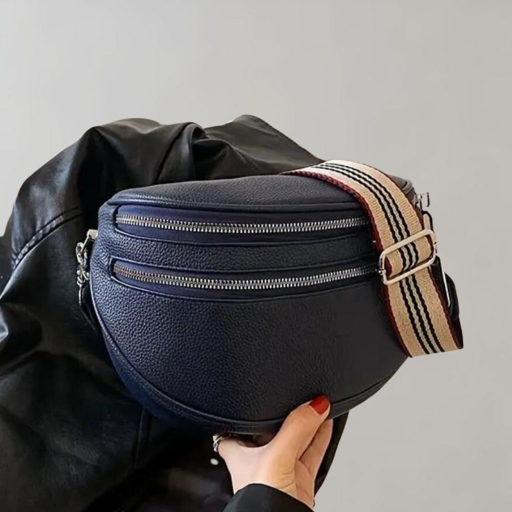 Kvinnors Crossbody Väska Läder Med Flera Dragkedjor Justerbar Rem-2