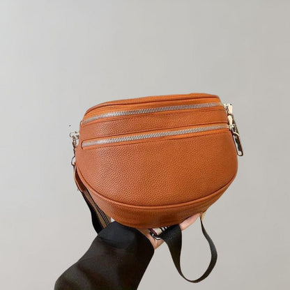 Kvinnors Crossbody Väska Läder Med Flera Dragkedjor Justerbar Rem-6
