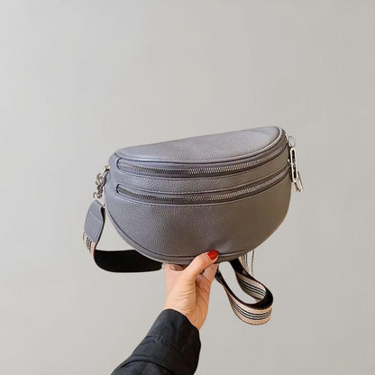Kvinnors Crossbody Väska Läder Med Flera Dragkedjor Justerbar Rem-5