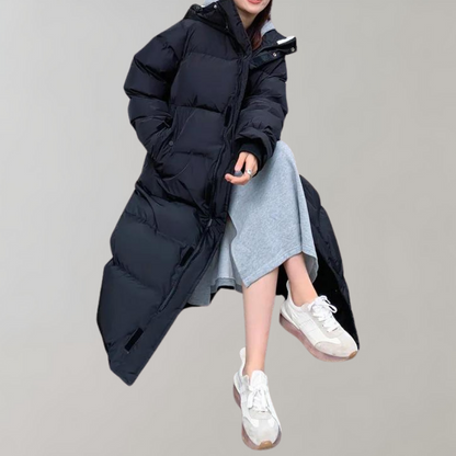 Lång Damjacka i Mjuk Akryl med Generös Passform – Perfekt för Stiliga och Avslappnade Tillfällen, Svart eller Vit 3