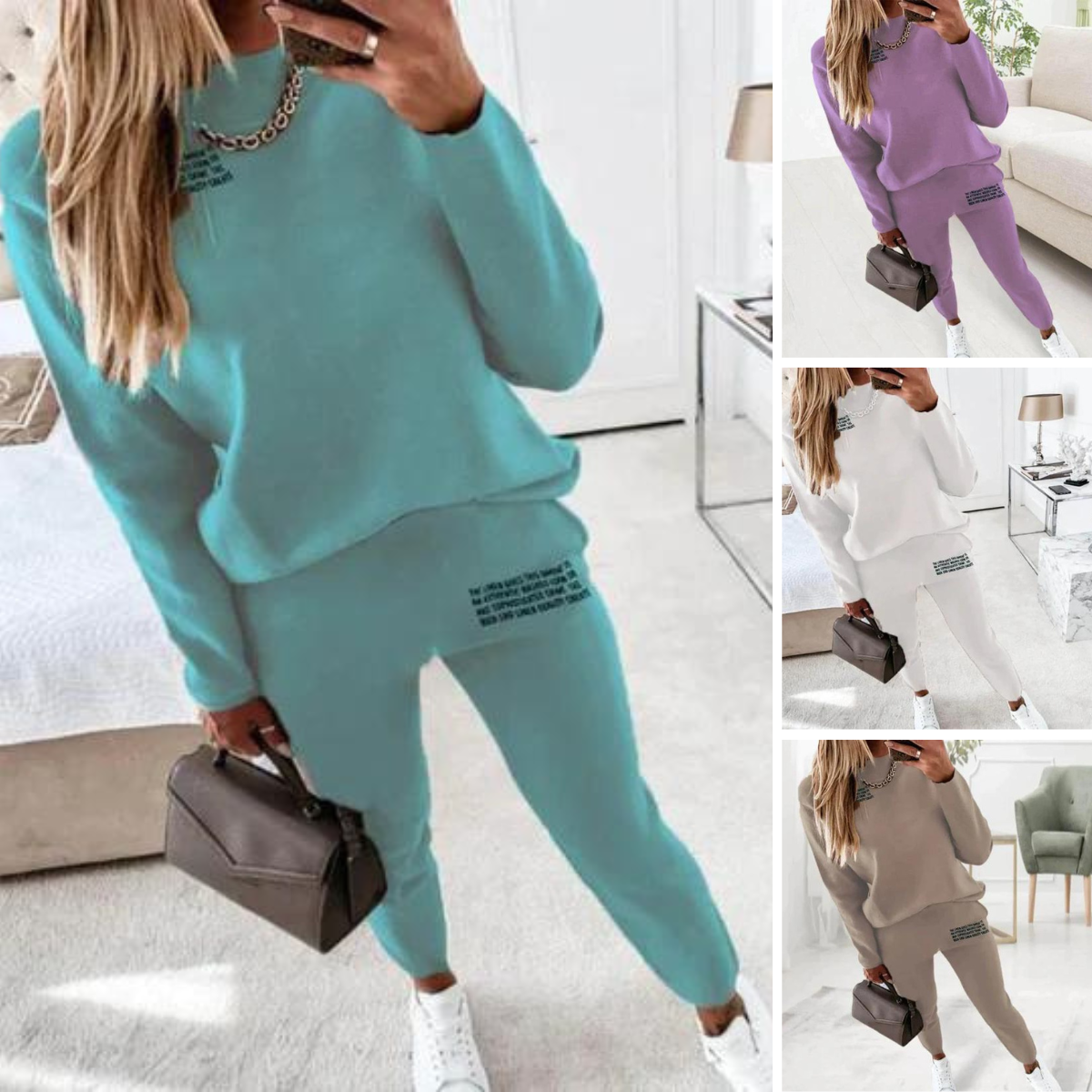 Dam Träningsdräkt Tvådelad Trendig Fleece-2