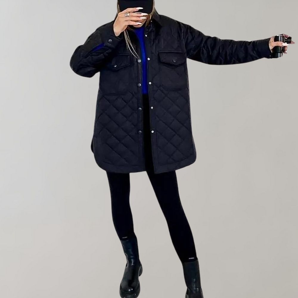Lång Vinterjacka Dam Avslappnad Polyester för Vår Höst och Vinter-6