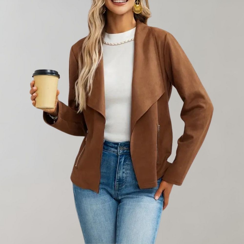 Dam Vadderad Läderjacka Polyester Elegant 6