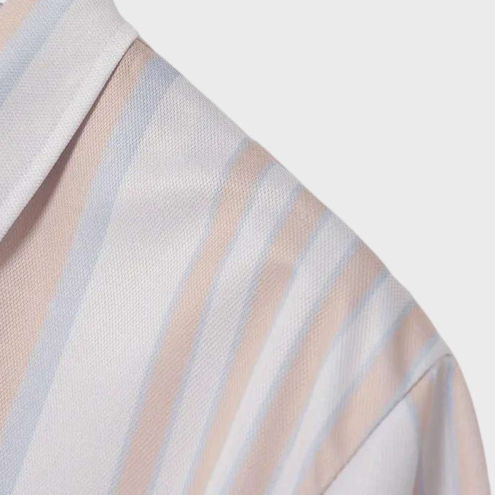 Herr T Shirt Randig Bomull Klassisk Stil-5