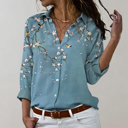 Kvinnors Knapplös Blus Paisley Mönster Polyester-3