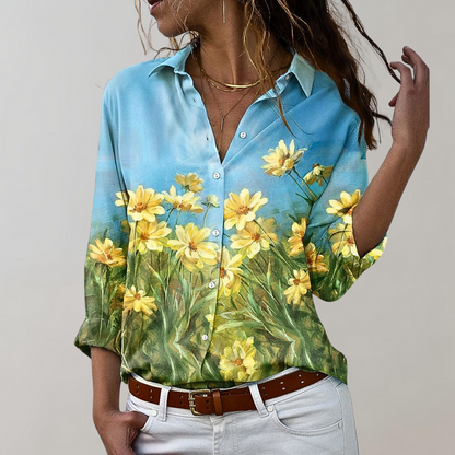 Kvinnors Knapplös Blus Paisley Mönster Polyester-2
