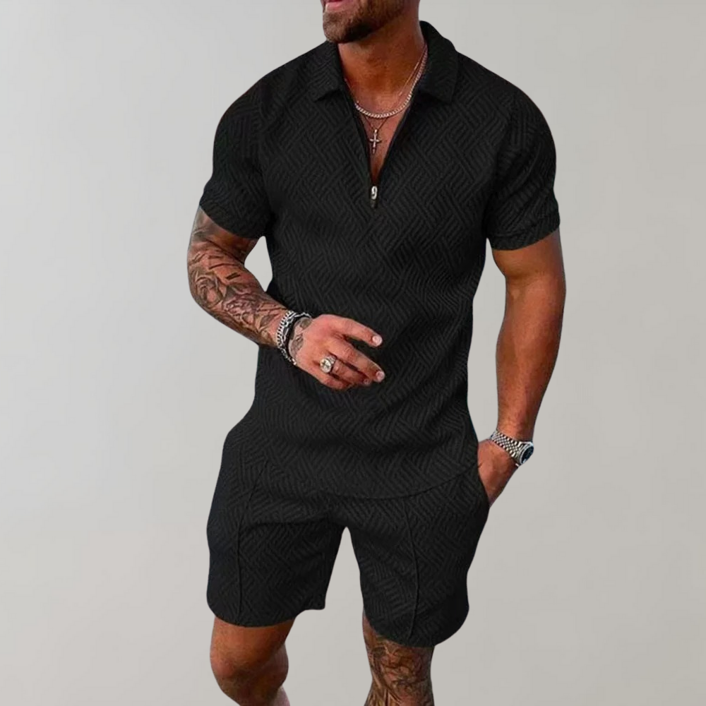 Variant image for Herr Polo och Shorts Set Polyester För Avslappnad Stil-1