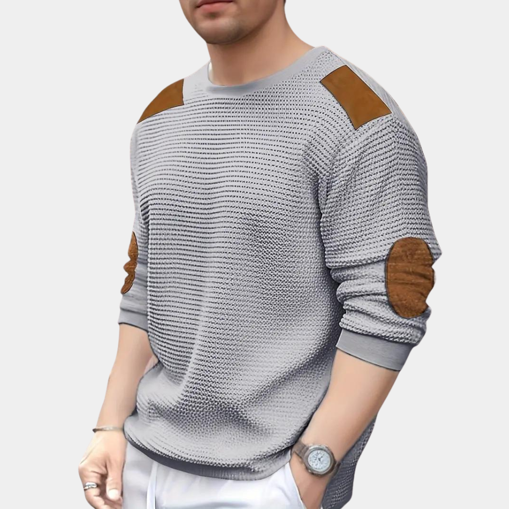 Herrskjorta Långärmad Klassisk Stickad Blandat Tyg-4