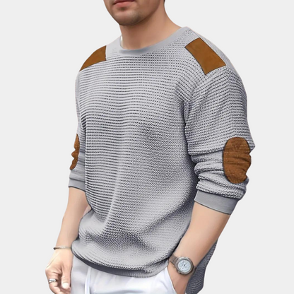 Herrskjorta Långärmad Klassisk Stickad Blandat Tyg-4