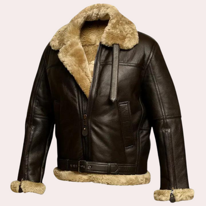 Herr Pilotjacka Modern Syntetisk Päls Elegant Stil-2