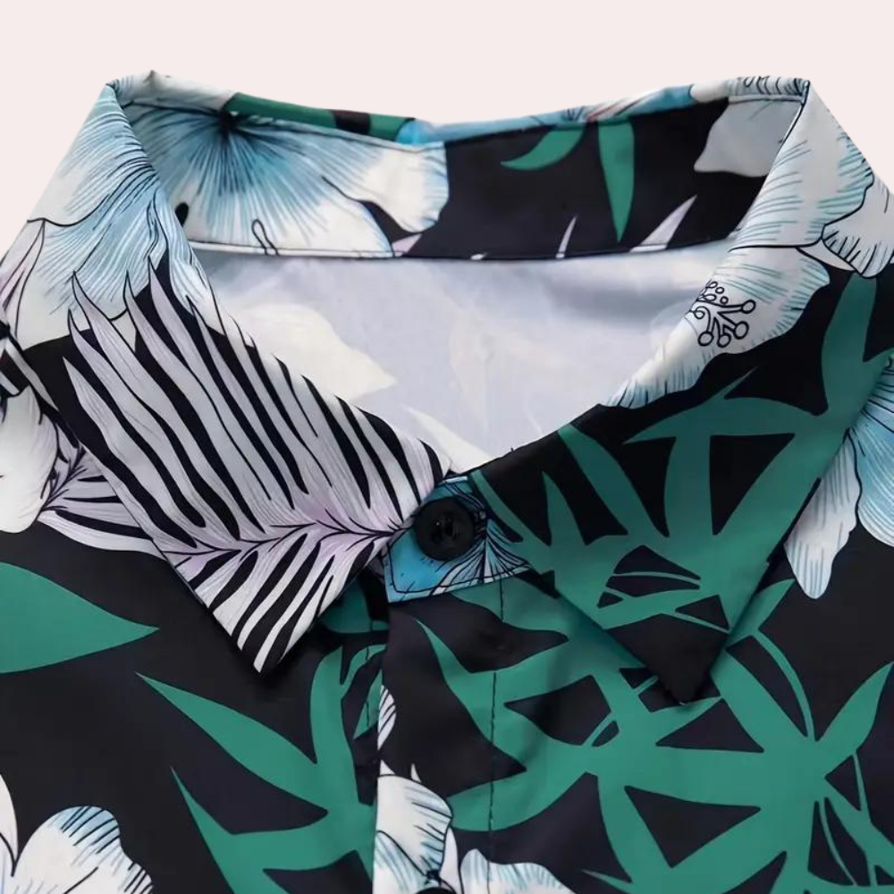 Herr Blommig Tvådelad Sommardräkt Högkvalitativt Tyg-4