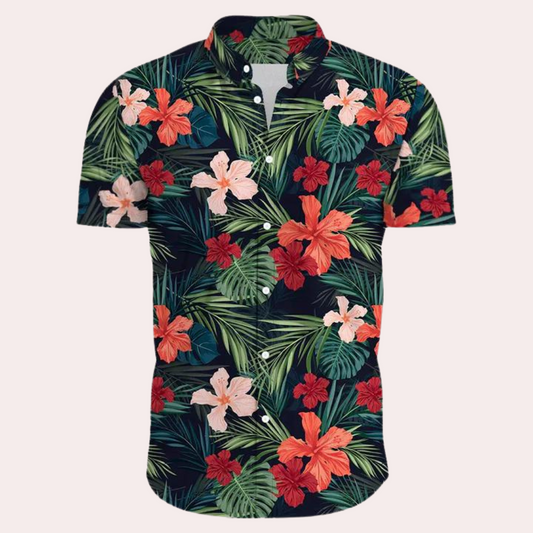 Herrar Hawaii Skjorta Kortärmad Lätt Polyester Tropiskt Mönster 1