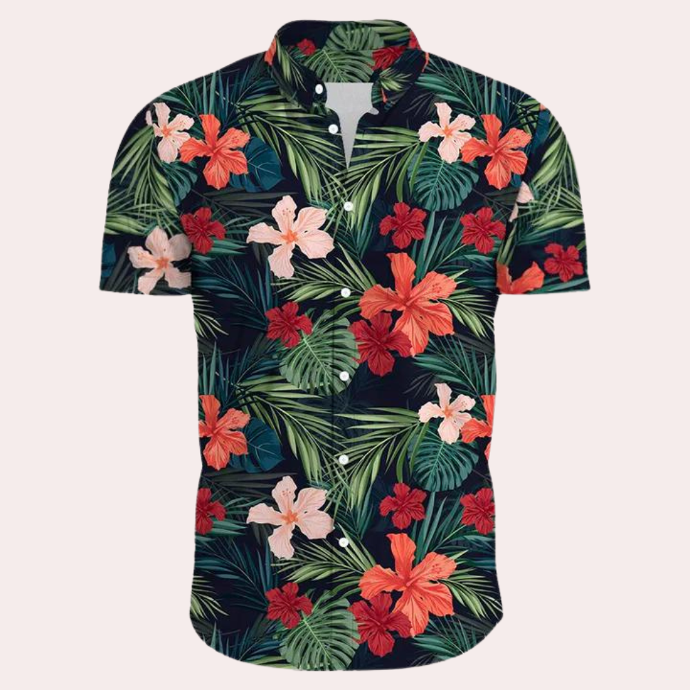 Herrar Hawaii Skjorta Kortärmad Lätt Polyester Tropiskt Mönster 6