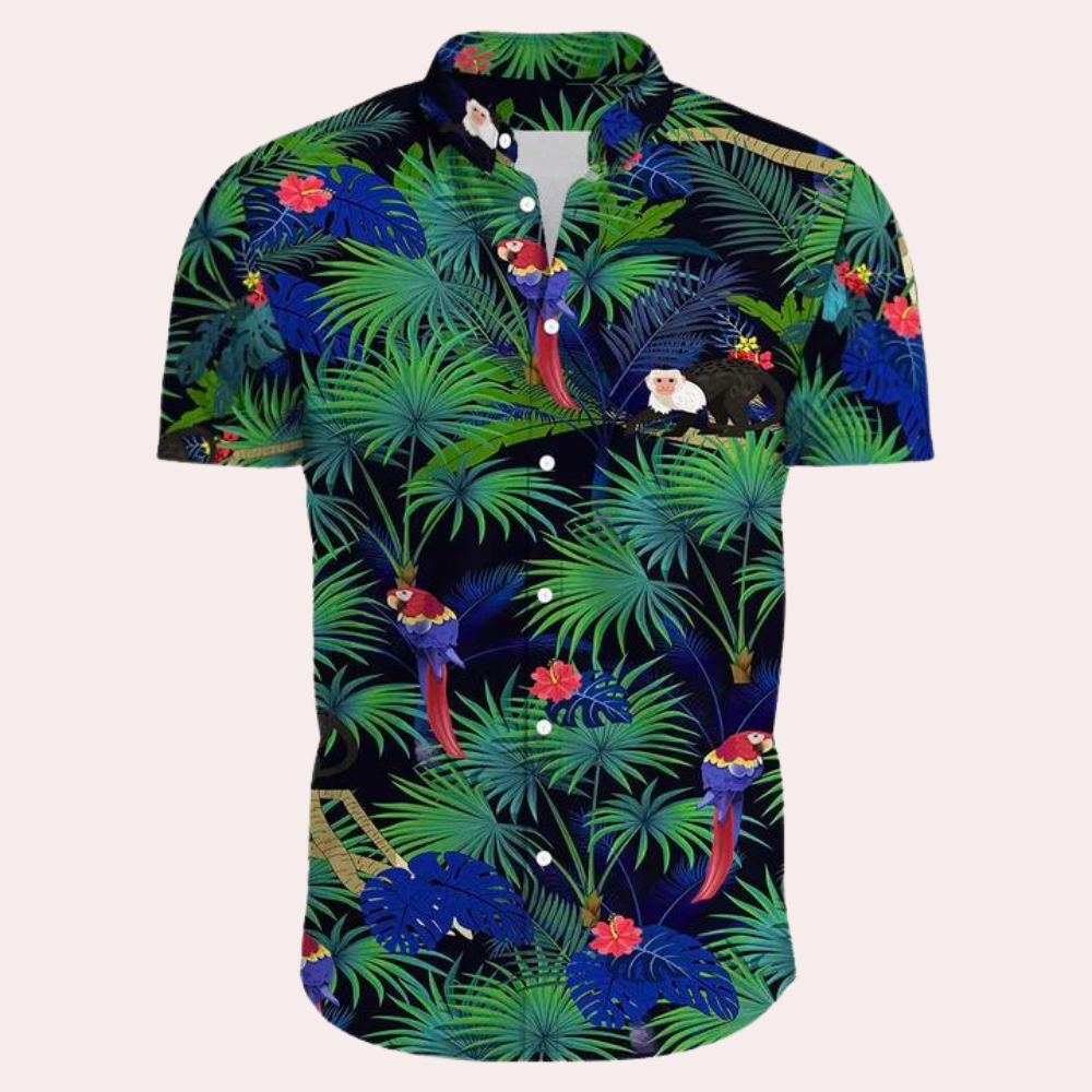 Herrar Hawaii Skjorta Kortärmad Lätt Polyester Tropiskt Mönster 2