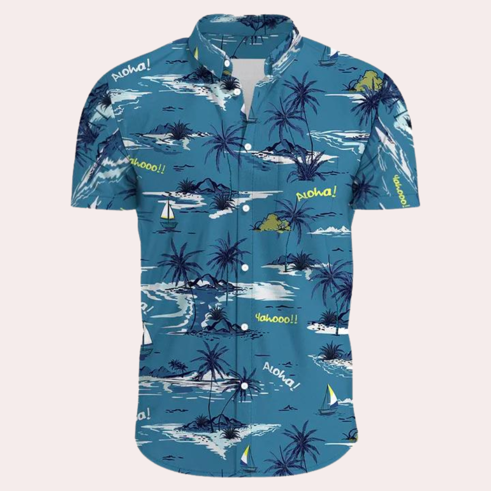 Herrar Hawaii Skjorta Kortärmad Lätt Polyester Tropiskt Mönster 9