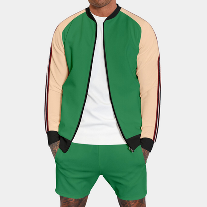 Herr Tvådelat Set Mjuk Polyester med Korta Byxor och Jacka-5