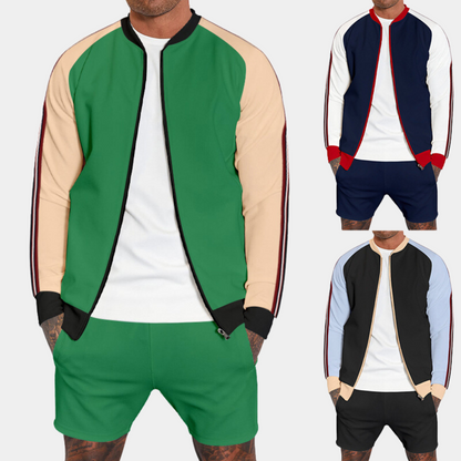 Herr Tvådelat Set Mjuk Polyester med Korta Byxor och Jacka-3