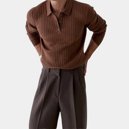 Herr Polo T-shirt Ribbad Bomull Modern Passform-2