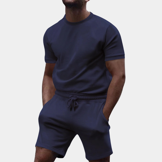 Herren Topp och Shorts Set Avslappnad Högkvalitativt Material-1