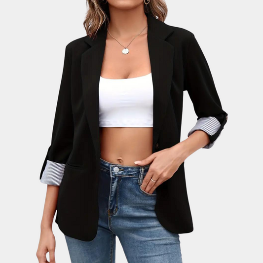 Dam Blazer Reversstil Högkvalitativt Tyg-1