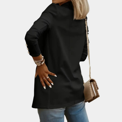 Kvinnor Revers Blazer i Mjuk Polyester – Elegant och Mångsidig För Vardag och Fest, Storlekar S-2XL 2