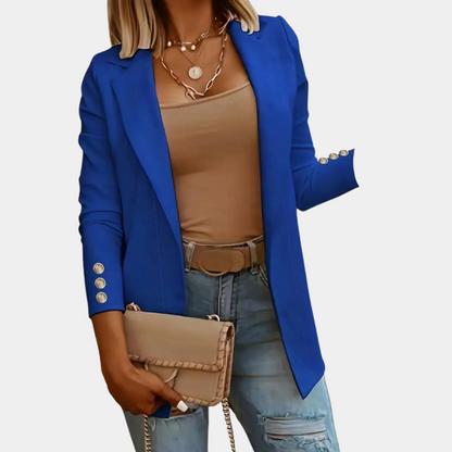 Kvinnor Revers Blazer i Mjuk Polyester – Elegant och Mångsidig För Vardag och Fest, Storlekar S-2XL 10