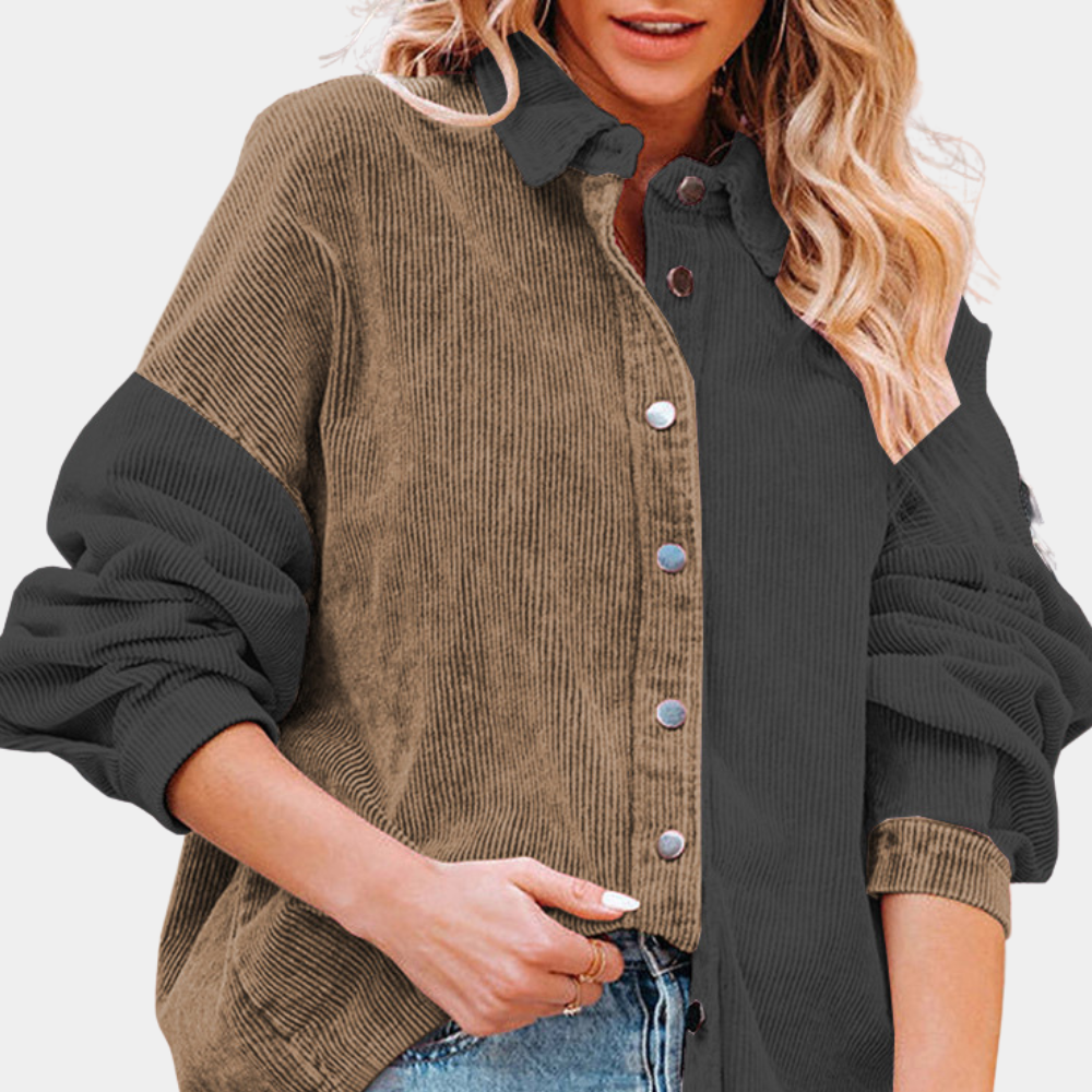 Kvinnors Jacka Ribbad Corduroy Elegant Komfortabel 3
