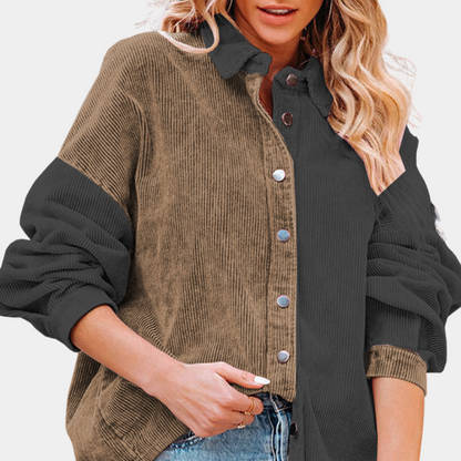 Kvinnors Jacka Ribbad Corduroy Elegant Komfortabel 3