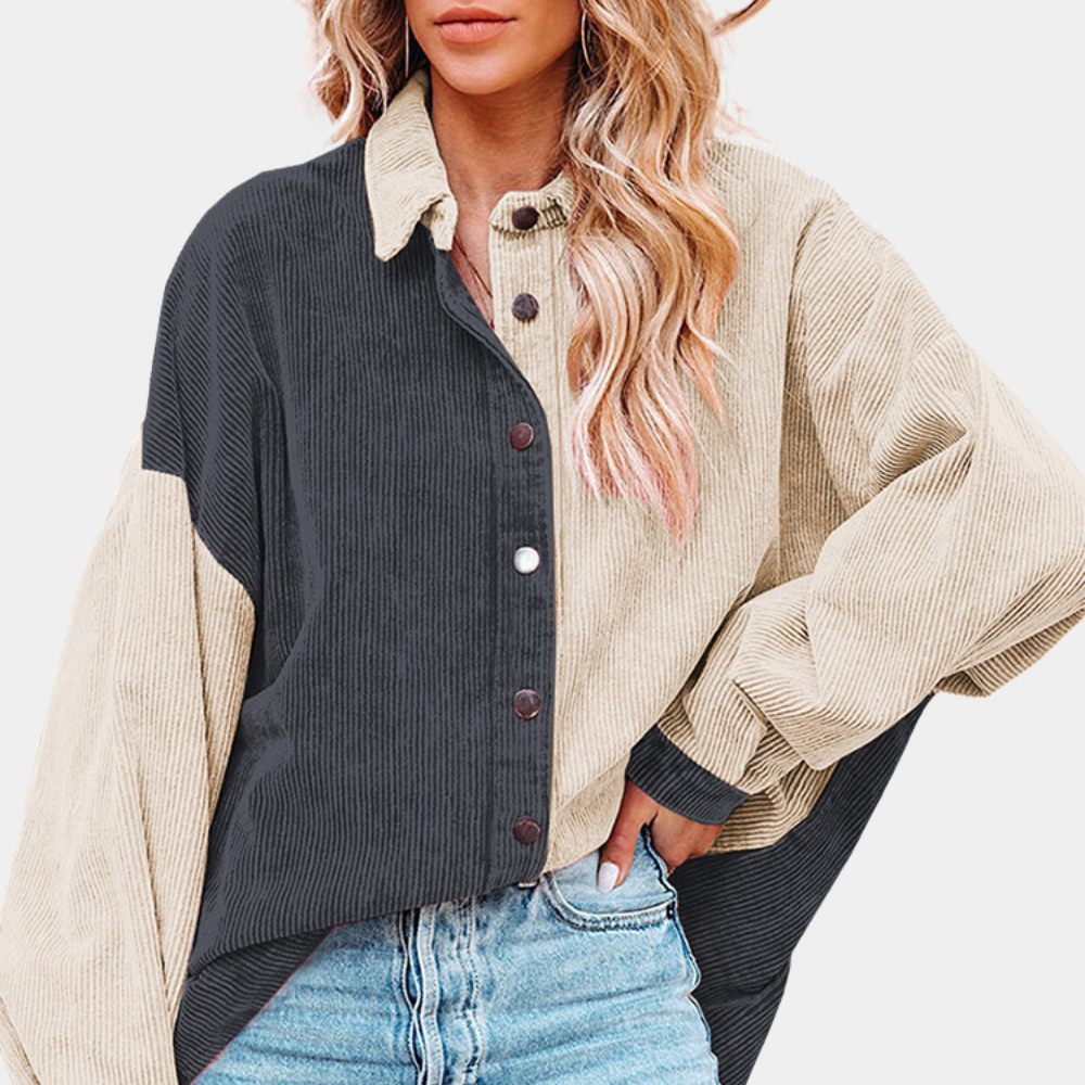 Kvinnors Jacka Ribbad Corduroy Elegant Komfortabel 9