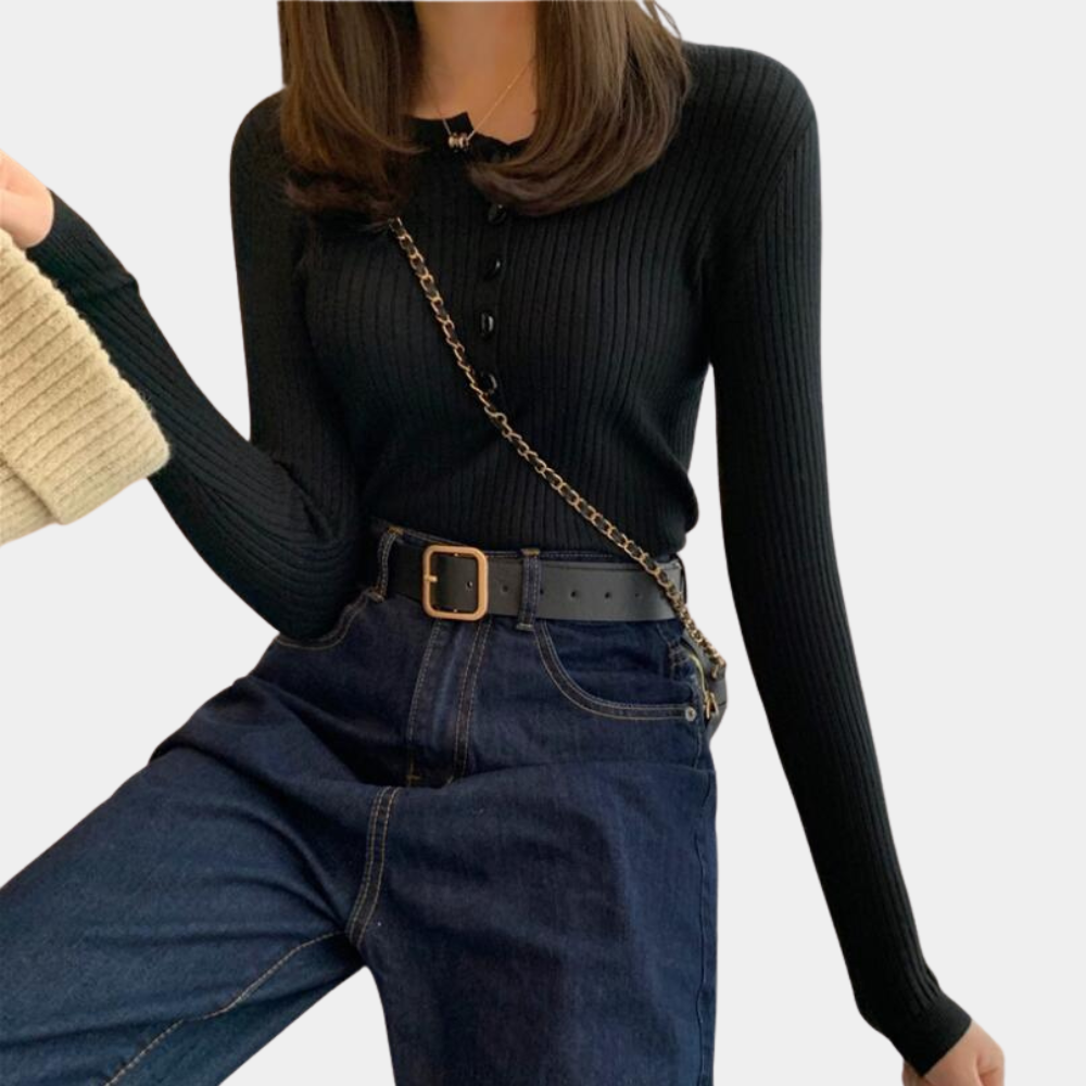 Variant image for Stickad Dam Tröja Höstmode Mjuk Akrylblandning-17