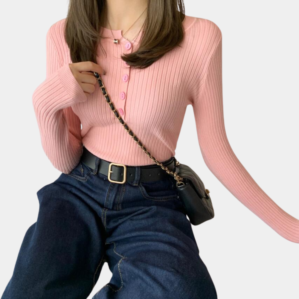 Stickad Dam Tröja Höstmode Mjuk Akrylblandning-2